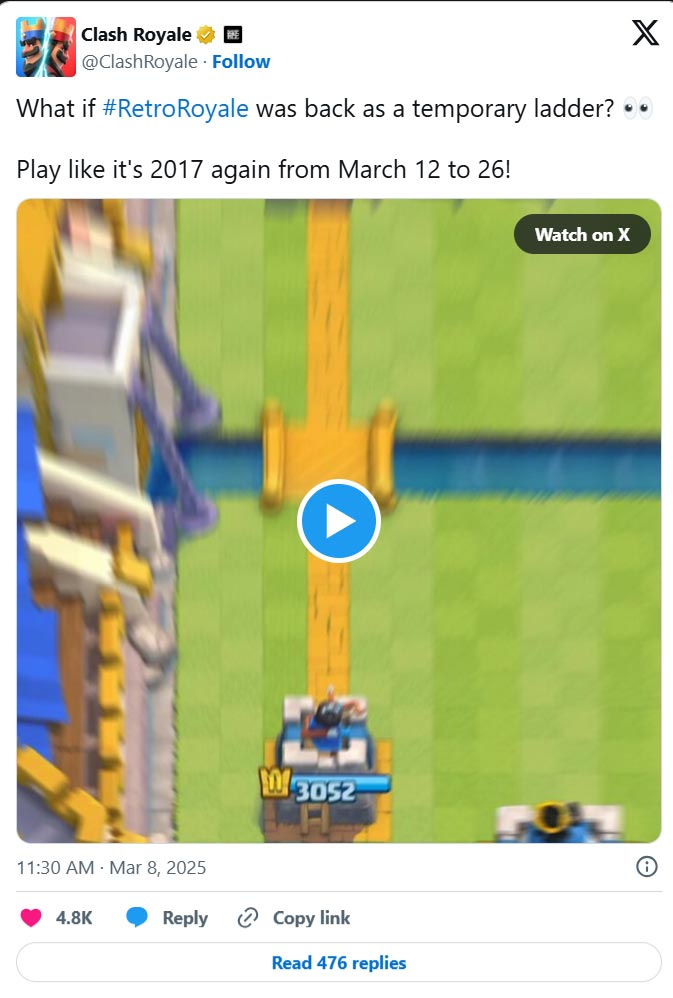 بازگشت Retro Royale در Clash Royale + تاریخ انتشار و جوایز ویژه 2 بازگشت آرنای قدیمی Clash Royale